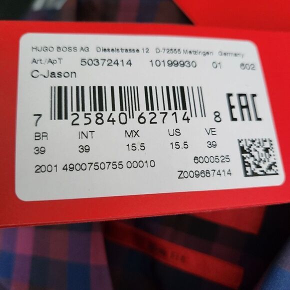 Hugo C-Jenno Check Shirt-RED-EU 39/US 15.5 - Picture 5 of 7